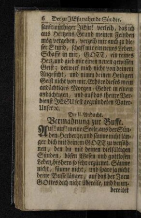 Die II. Andacht. Vermahnung zur Busse.