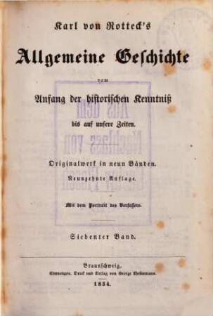 Allgemeine Geschichte : vom Anfang der historischen Kenntniß bis auf unsere Zeiten ; Originalwerk in neun Bänden, 7.