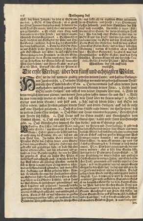 ... über den fünff und achtzigsten Psalm