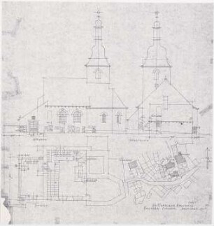 Döllgast, Hans; Bernstein; Ev. Pfarrkirche - Lageplan; Grundriss; Ansichten