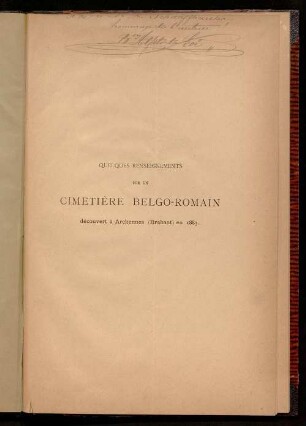 Quelques renseignements sur un cimetière Belgo-Romain découvert à Archennes (Brabant) en 1883