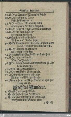 Sechstes Hundert