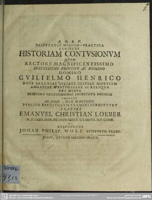 Disputatio Medico-Practica Exhibens Historiam Contusionum