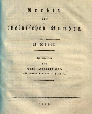 Archiv des Rheinischen Bundes. 1. 1806, 2. Stück