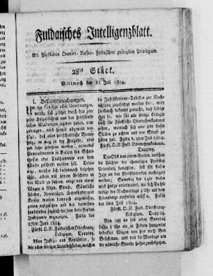 28tes Stück, Ausgabe vom 11. Juli 1804