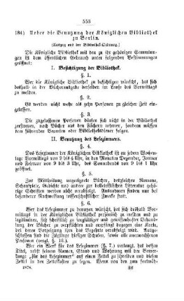 Ueber die Benutzung der Königlichen Bibliothek zu Berlin : [II. Universitäten, etc.]