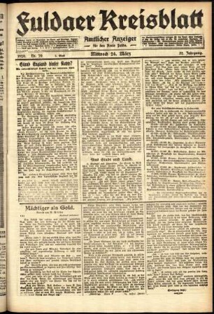 Zweite Ausgabe vom Mittwoch, den 24. März 1920.