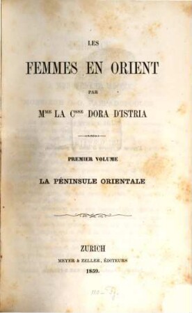 Les femmes en orient, 1. La Péninsula orientale
