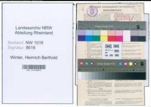 Entnazifizierung Heinrich Berthold Winter , geb. 16.05.1905 (Steuerhelfer)