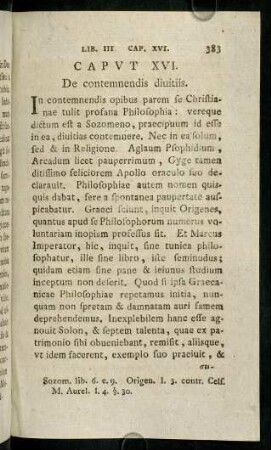 383-437, Caput XVI. De contemnendis diuitiis.