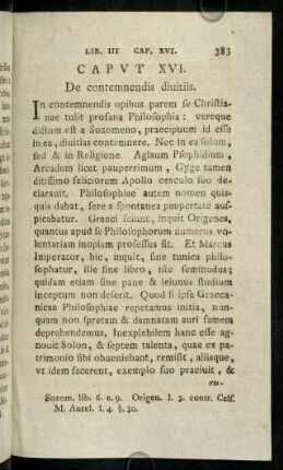 383-437, Caput XVI. De contemnendis diuitiis.