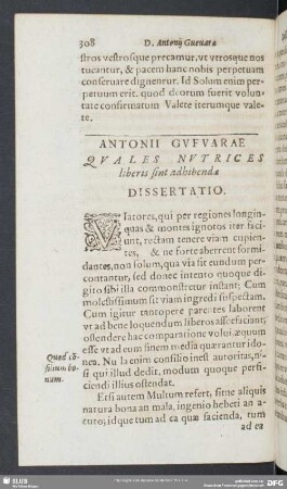 Antonii Gueuarae Quales Nutrices liberis sint adhibendae Dissertatio