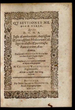 Quaestiones Medicae Variae