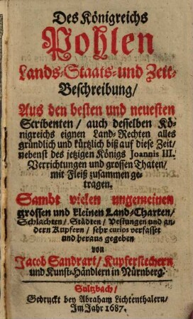 Des Königreichs Pohlen Lands- Staats- und Zeit-Beschreibung