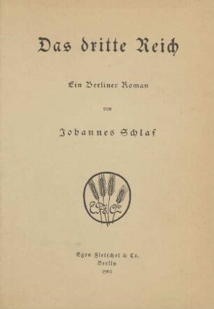Das dritte Reich : ein Berliner Roman