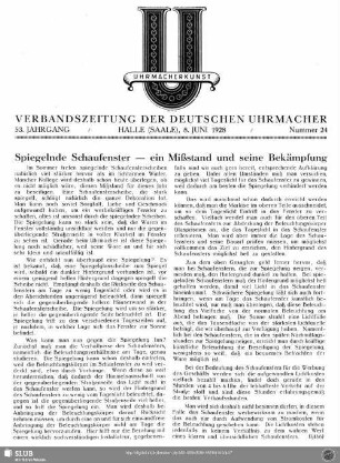 Spiegelnde Schaufenster - ein Mißstand und seine Bekämpfung