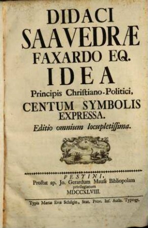 Idea principis christiano-politici 101 symbolis expressa