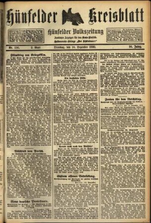 Zweite Ausgabe vom Dienstag, den 16. Dezember 1930.