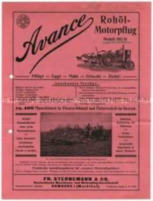 Rohöl-Motorpflug Modell 1917/1918 "Avance"