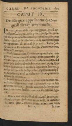 Caput IX. De illis quae appellantur ... quasi dicas plantanimalia.