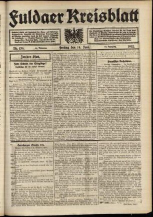 Zweite Ausgabe vom Freitag, den 14. Juni 1912.