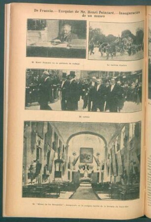 De Francia.- Exequias de Mr. Henri Poincaré.- Inauguración de un museo.