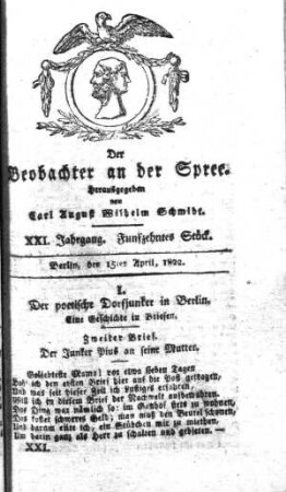 15. Stueck, 15. April 1822