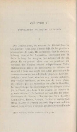 Chapitre XI. Population Asiatiques indigènes
