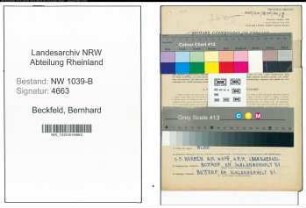 Entnazifizierung Bernhard Beckfeld , geb. 04.03.1914 ()