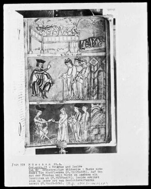 Tristan und Isolde — Dreistreifige Bildseite, Folio 82 recto