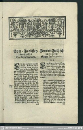 Dom-Probstey-Bambergisches Pro-Informatione, Gemeind-Fürthisch- und Consortische Gegen-Information
