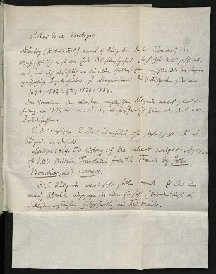 Eingeklebter handschriftlich beschriebener Papierbogen