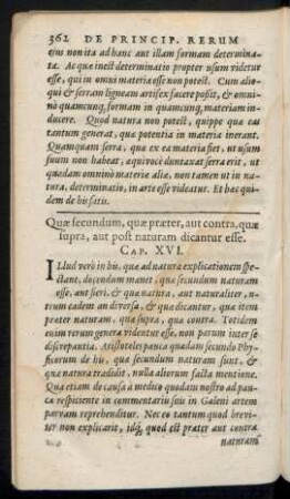 Quae secundum, quae praeter, aut contra, quae supra ... Cap. XVI.