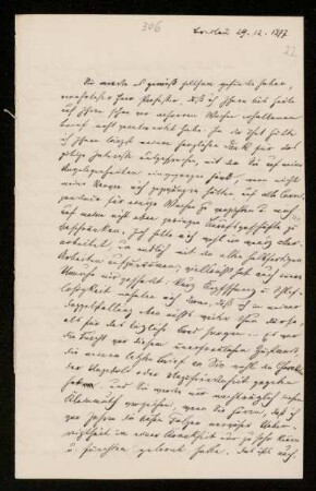Nr. 22: Brief von Jakob Freudenthal an Paul de Lagarde, Breslau, 29.12.1877