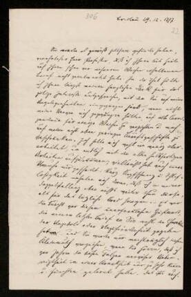 Nr. 22: Brief von Jakob Freudenthal an Paul de Lagarde, Breslau, 29.12.1877