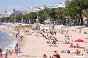 Cannes - Strand an der Croisette : Strand an der Croisette in Cannes, aufgenommen 2006