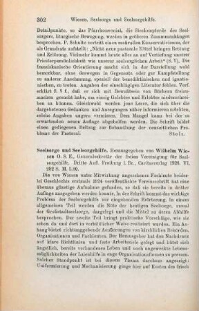 302-303 [Rezension] Seelsorge und Seelsorgehilfe