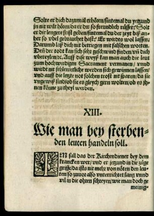 XIII. Wie man bey sterbenden leuten handeln soll.