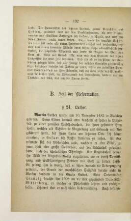 B. Seit der Reformation