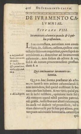 De Iuramento Calumniae. Titulus VIII.