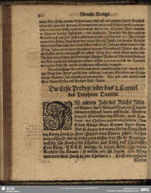 Die erste [- fünffte] Predigt, uber das 2. Capitel des Propheten Danielis