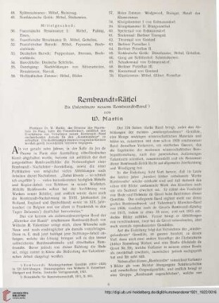 3/4: Rembrandt-Rätsel, [1] : zu Valentiners neuem Rembrandt-Band