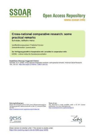 Cross-national comparative research: some practical remarks