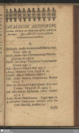 Catalogus Authorum, quorum Scripta in Ampelographia adhibita fuerunt