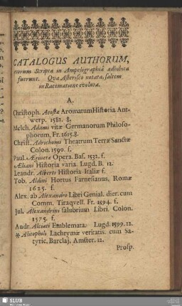 Catalogus Authorum, quorum Scripta in Ampelographia adhibita fuerunt