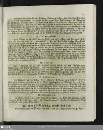 E. Schul-Anfang nach Ostern