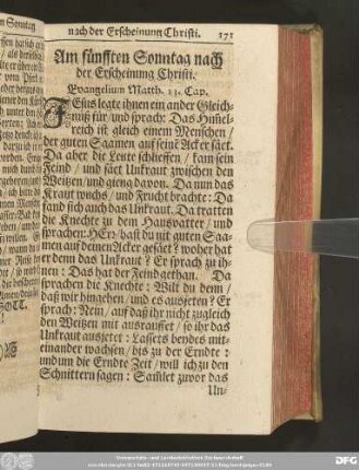 Am fünfften Sonntag nach der Erscheinung Christi.