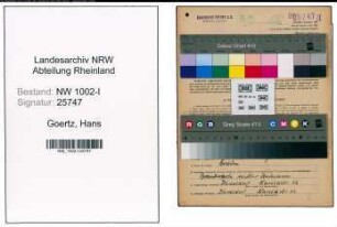 Entnazifizierung Hans Goertz, geb. 08.08.1890 (Expedient)