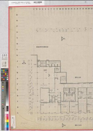 Schmallenberg (Schmallenberg) Schulzentrum Hauptschule - Gymnasium Grundriß Untergeschoß (1972) 1 : 100 101 x 126 Zeichnung Hochbauamt Soest