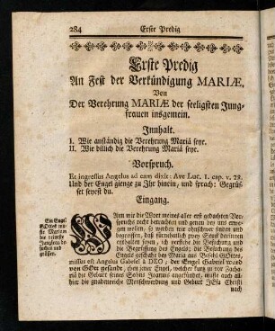 284-286, Innhalt; Vorspruch; Eingang; Vortrag und Abtheilung